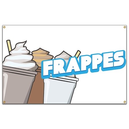 Signmission Frappes Banner Concession Stand Food Truck Single Sided B-Frappes19
